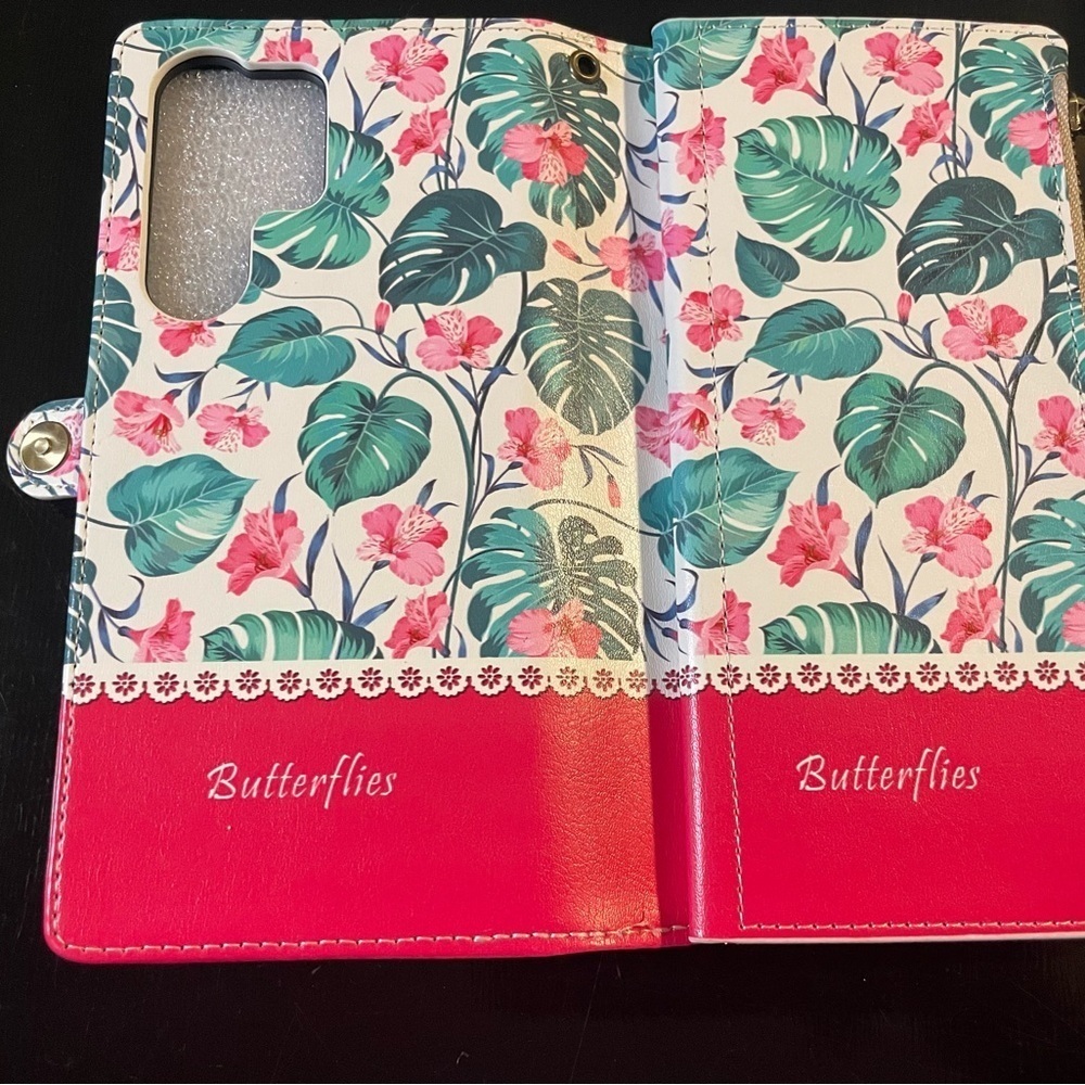 Floral Wallet/Phone Case - Pink and Green